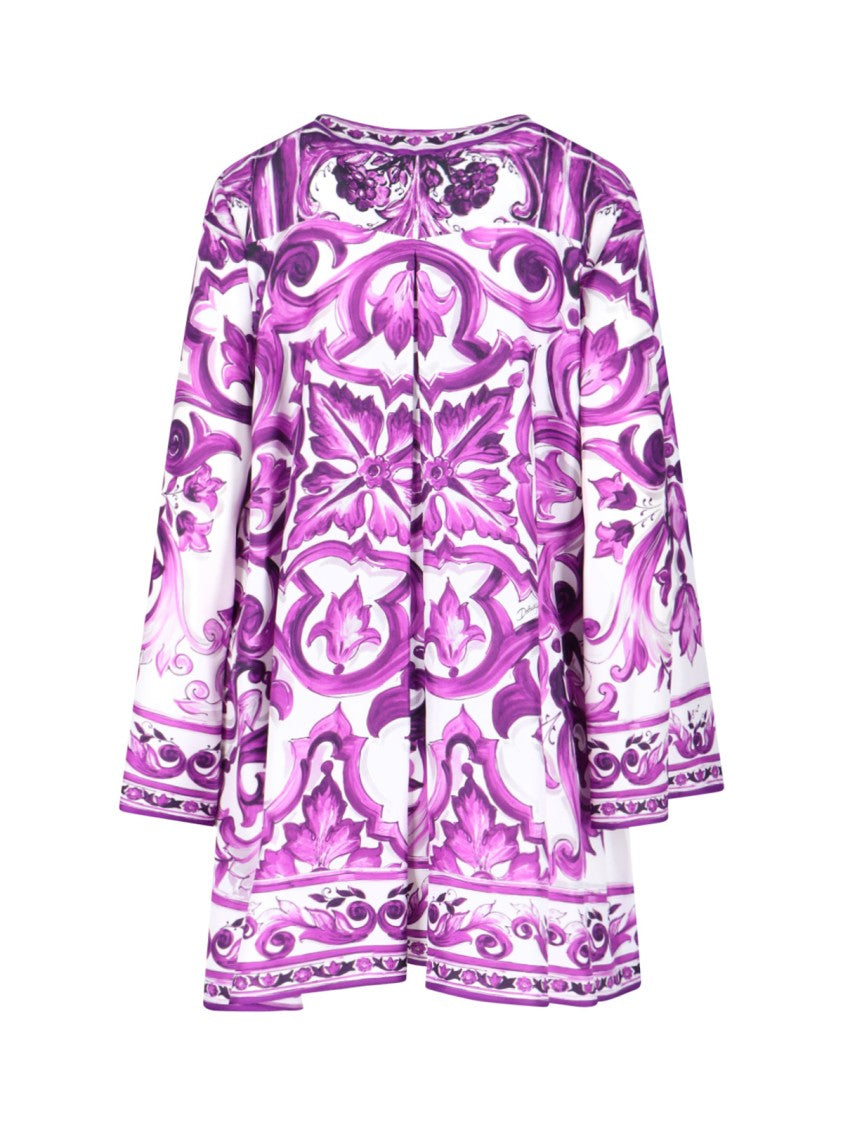 Dolce & Gabbana Vibrant Floral Print Midi Dress With Round Neckline And Straight Hem