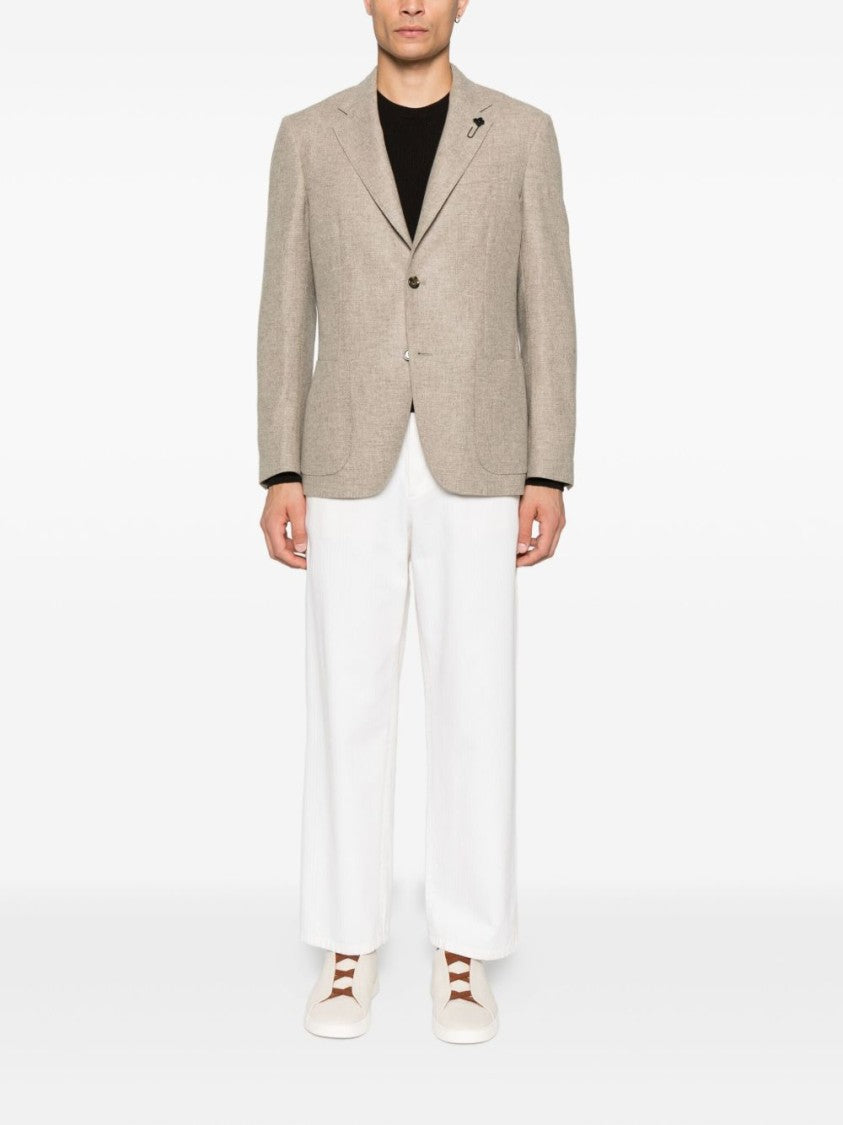 Lardini Beige Jacket With Two-Button Closure
