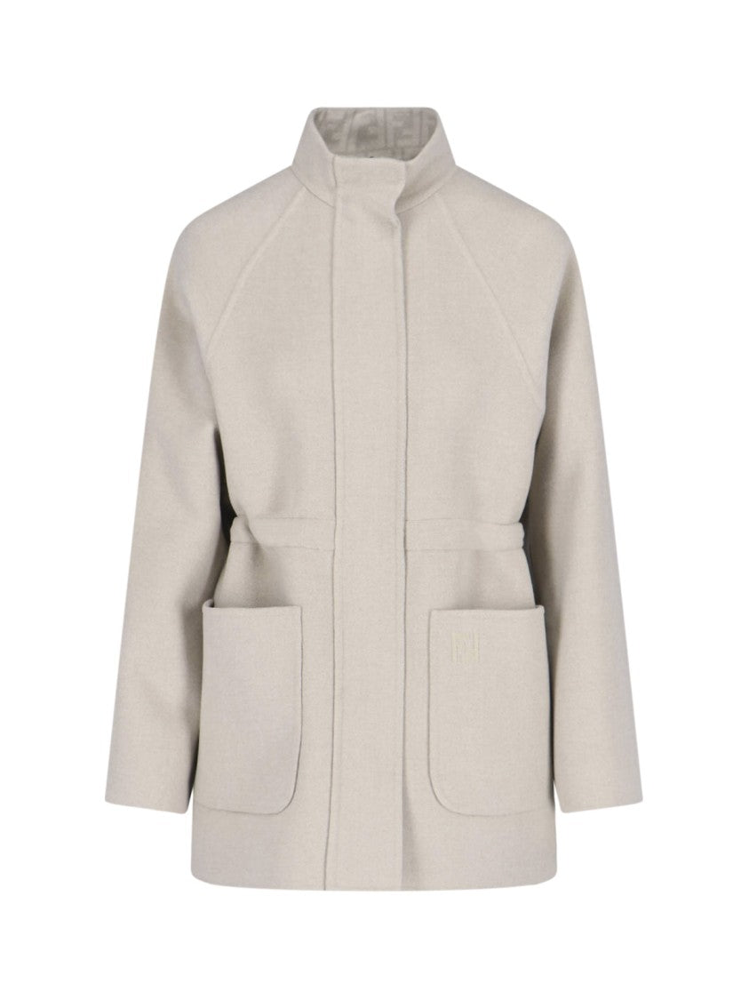 Fendi High-Neck Blouson Jacket – Beige