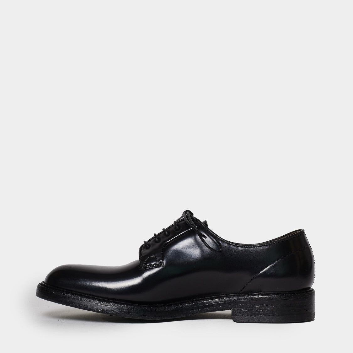 Green George Black Brushed Derby Tied Shoe