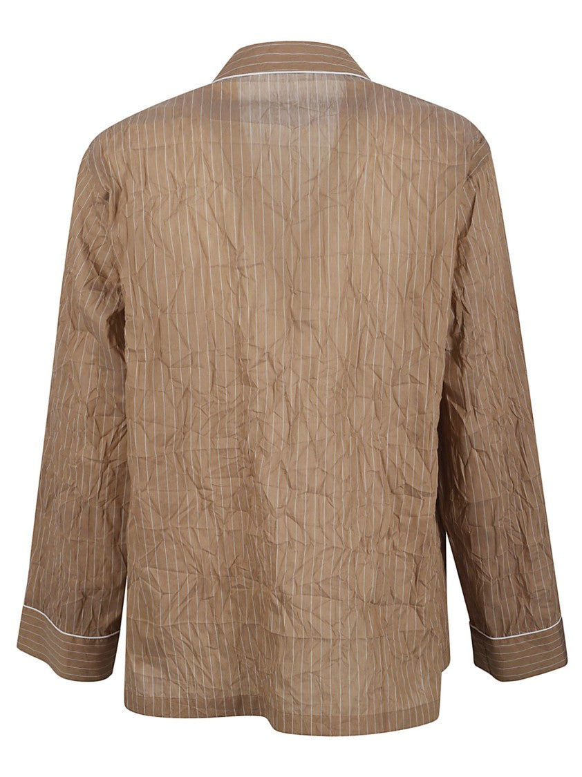 Dolce & Gabbana Brown Pinstriped Jacket With Classic Lapel