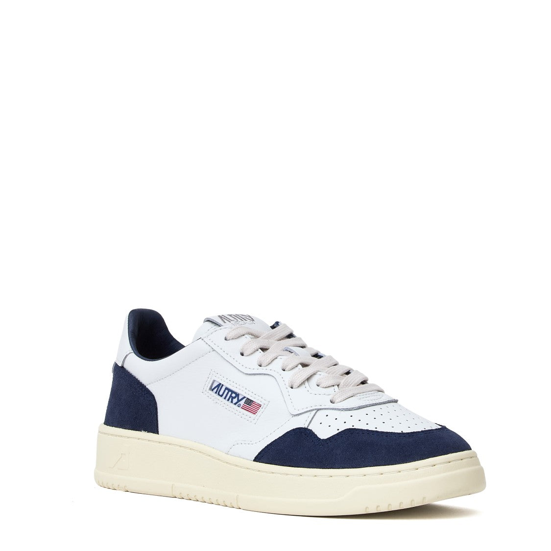 Autry White Denim Medalist Low Leather Sneakers
