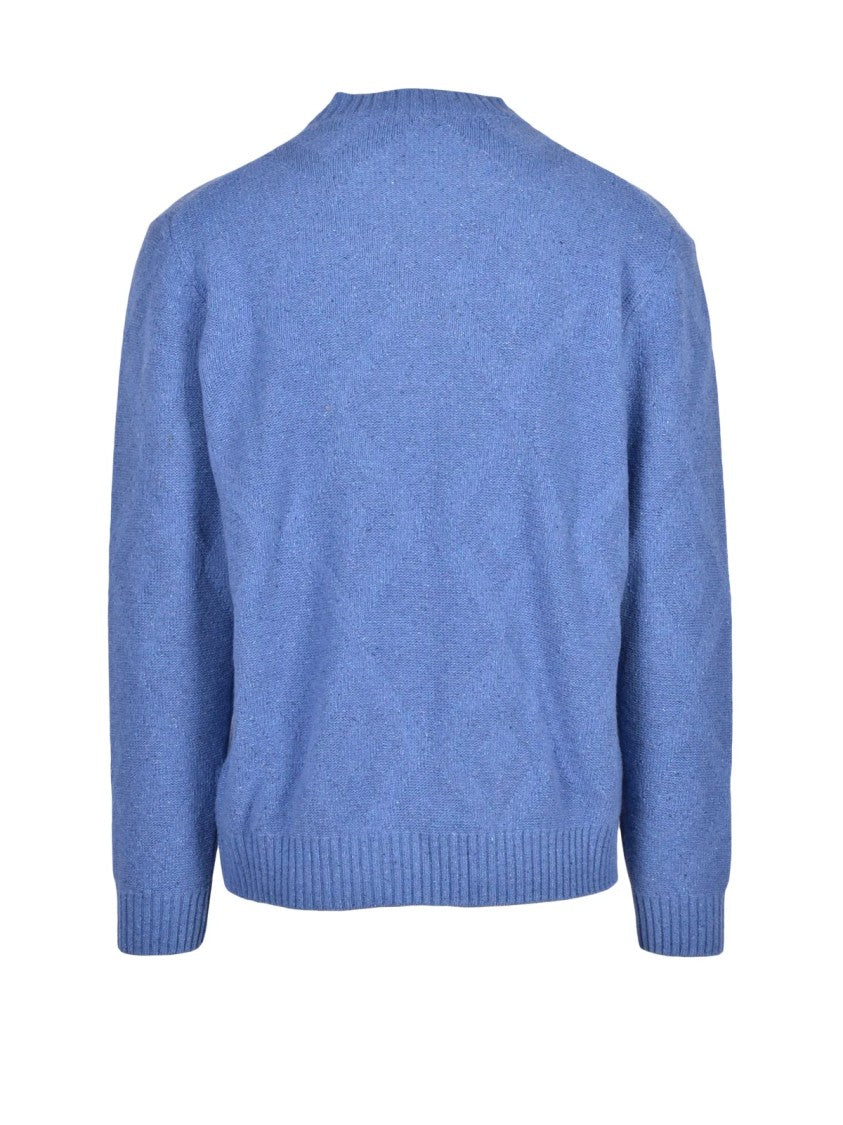 Cashmere Company P. Embroidered Crew Neck Sweater In Light Blue