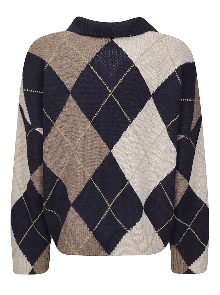 Be You Polo-Style Cashmere Sweater With Contrasting Collar