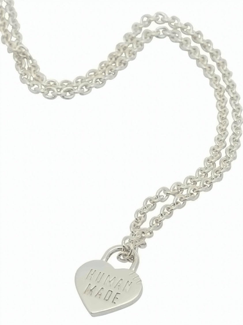 Humanmade Heart-Shaped Pendant Silver Necklace With Adjustable Clasp