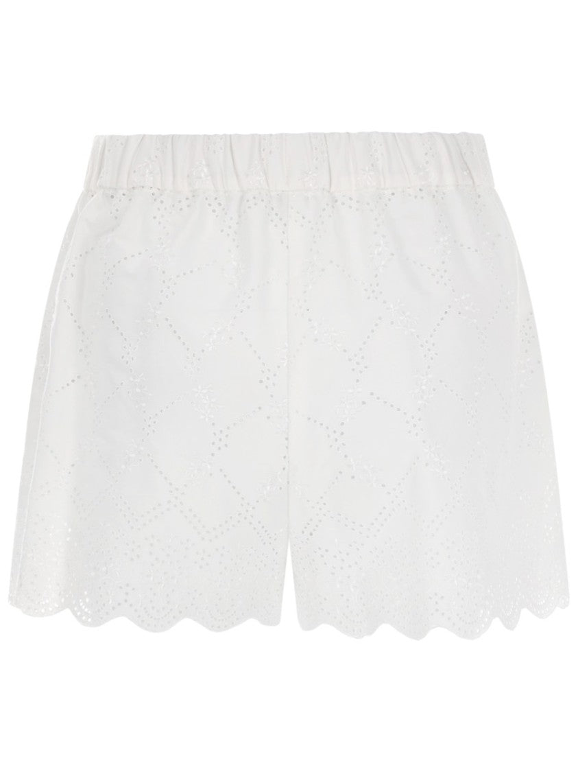 Msgm Perforated Delicate Scalloped Cotton Shorts
