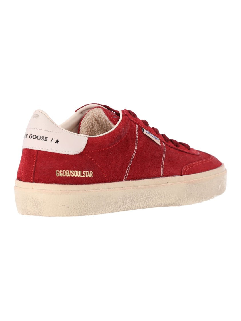 Golden Goose Rounded Toe Red Calf Leather Sneakers