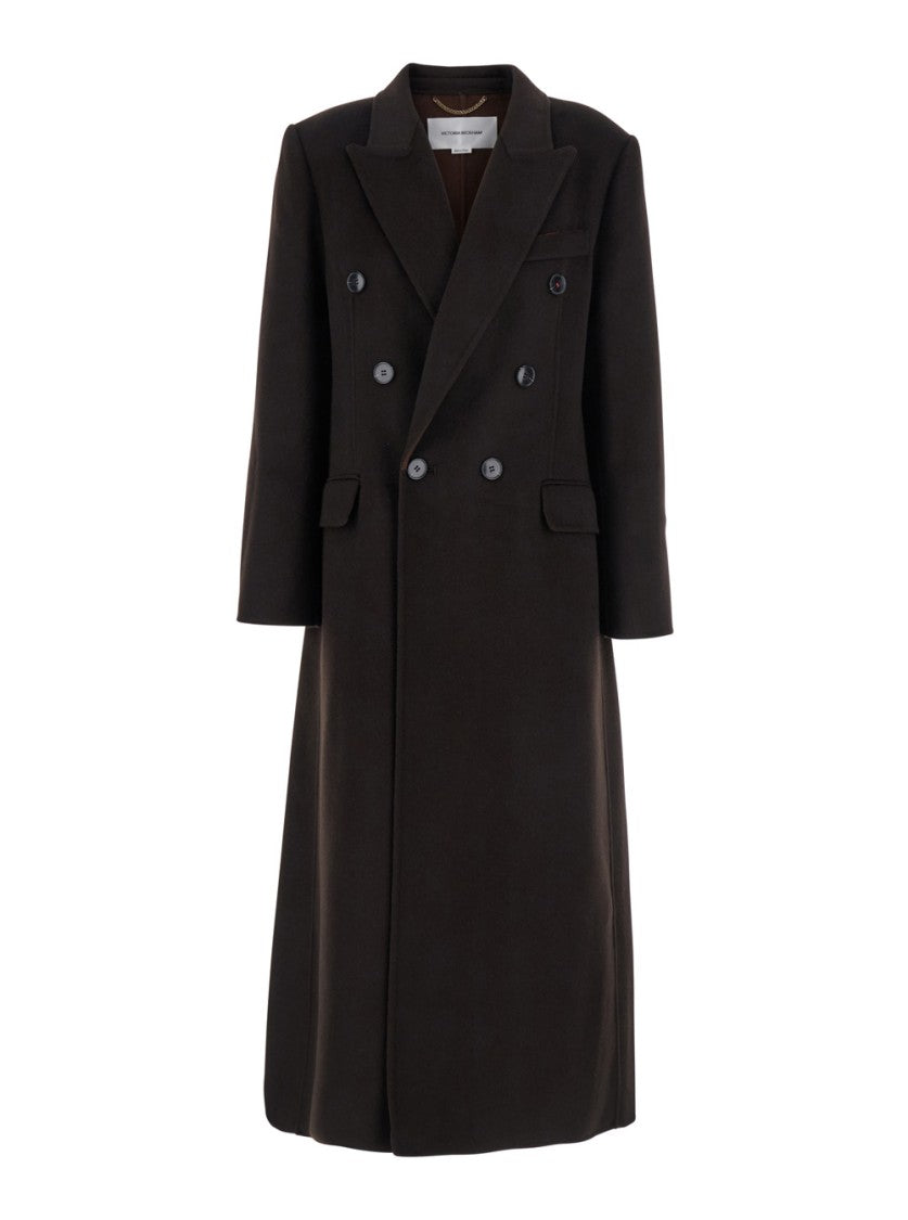 Victoria Beckham Brown Double-Breasted Coat
