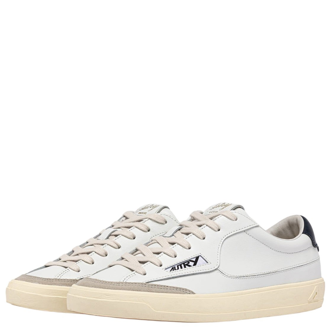 Autry Luxe Leather Low Sneakers With Round Toe And Logo Details