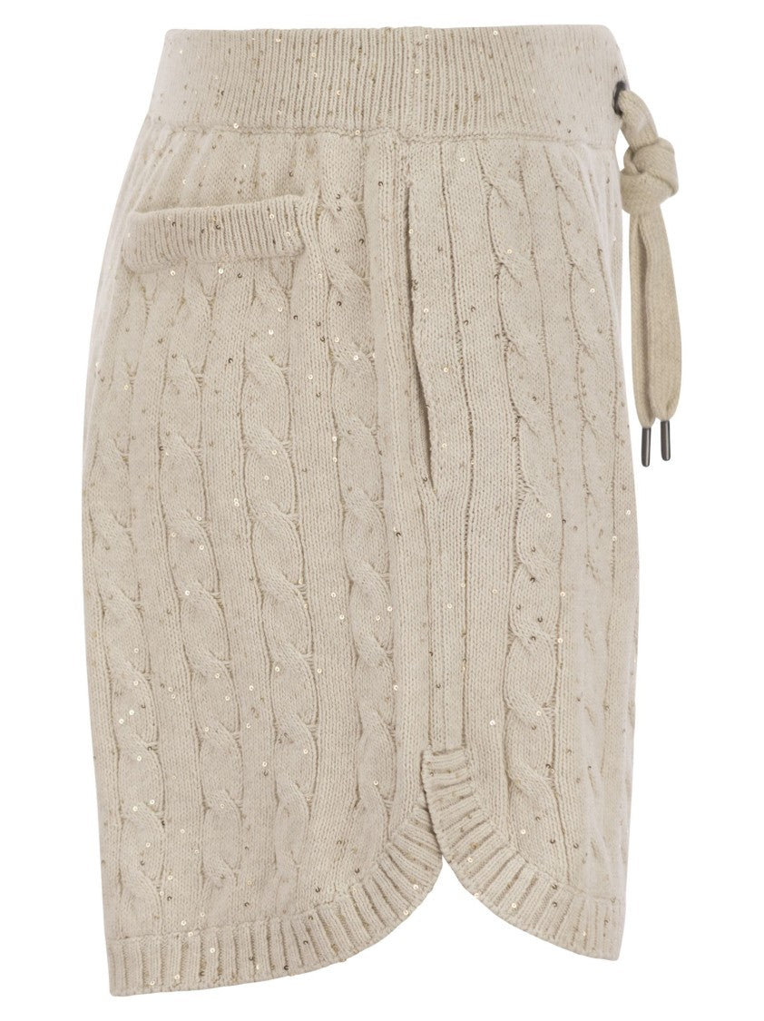 Brunello Cucinelli Cotton Knit Shorts With Sequins