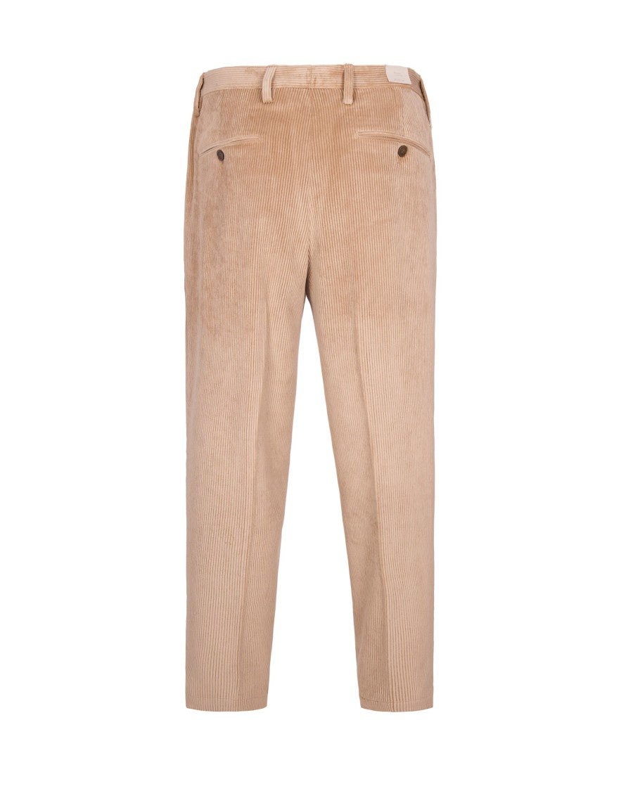 Briglia Straight-Fit Brown Corduroy Trousers With Pressed Crease And Welt Pockets