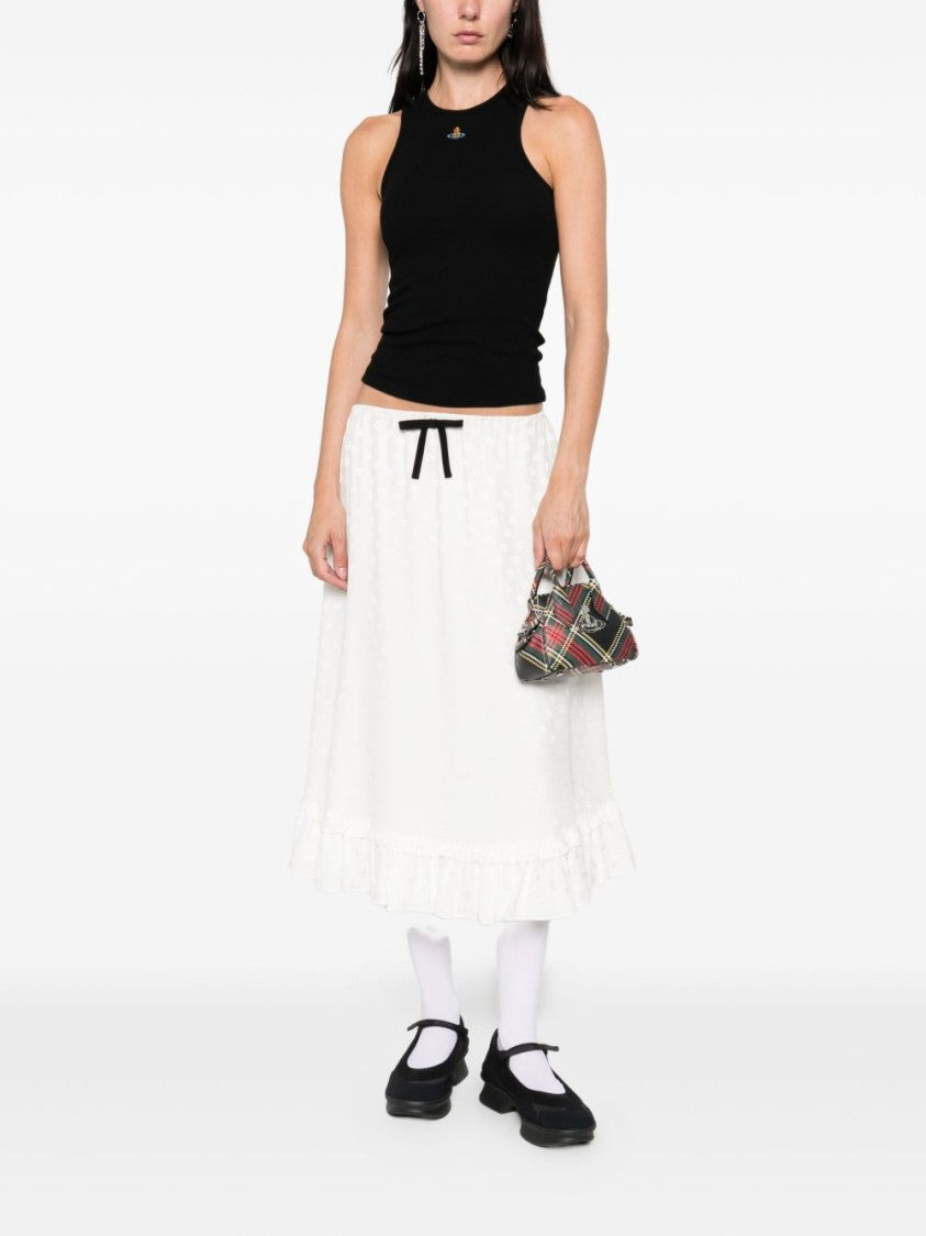 Vivienne Westwood Black Ribbed Sleeveless Orb Emblem Top