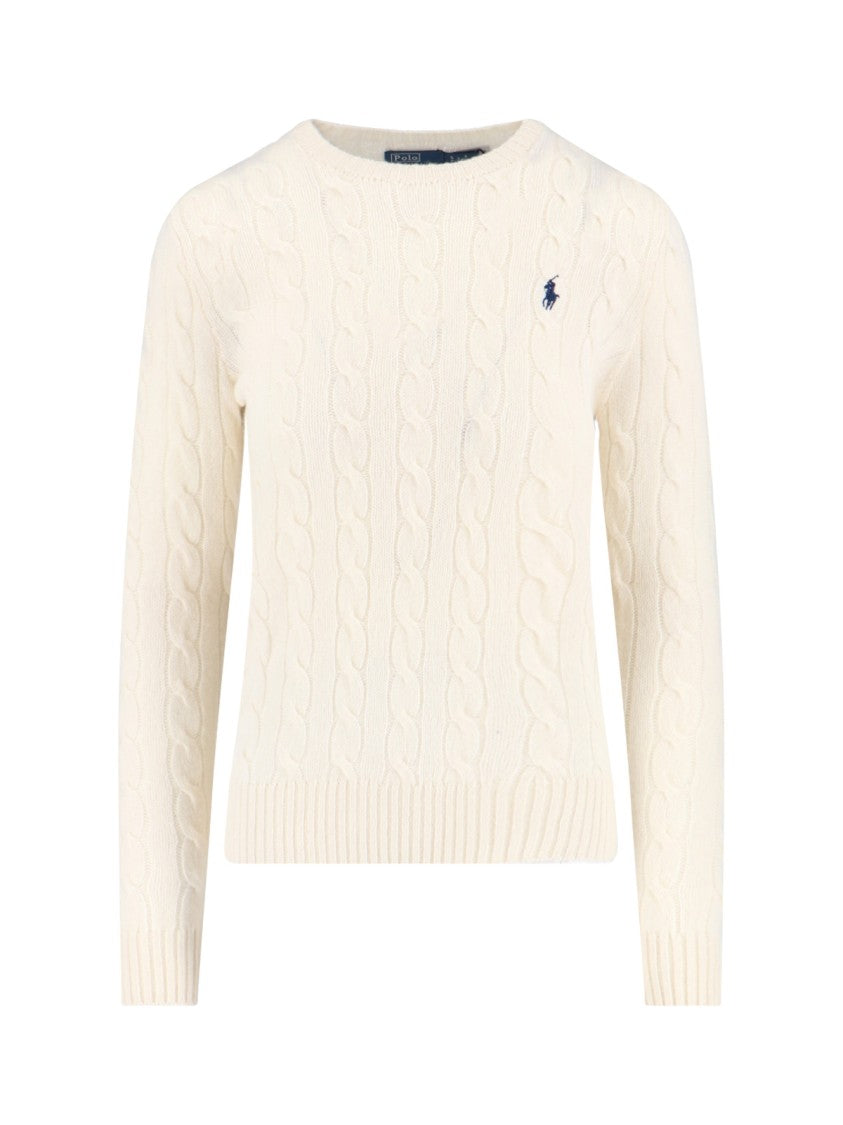 Polo Ralph Lauren Cream Cable Knit Sweater With Ribbed Detailing