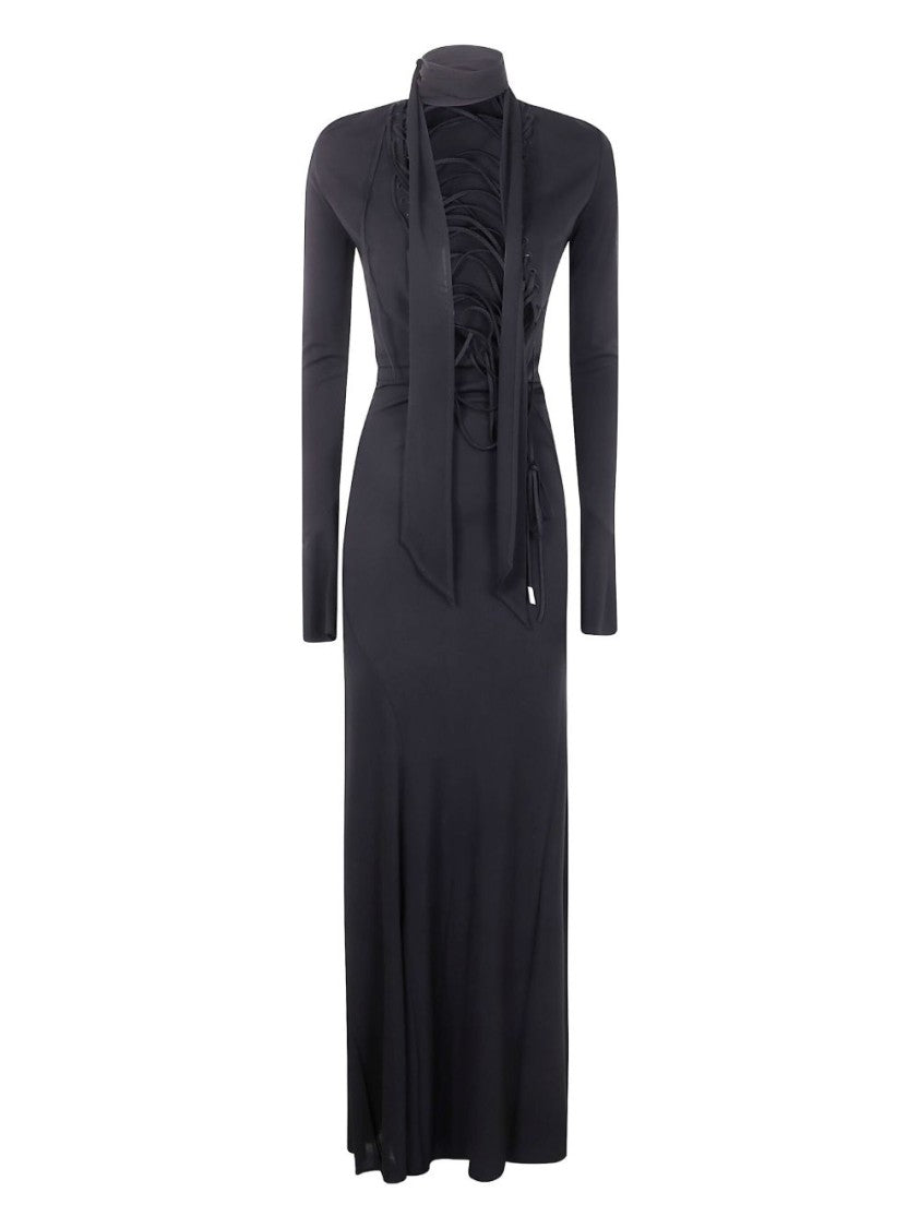 The Attico Maxi Dress In Black Viscose Crepe