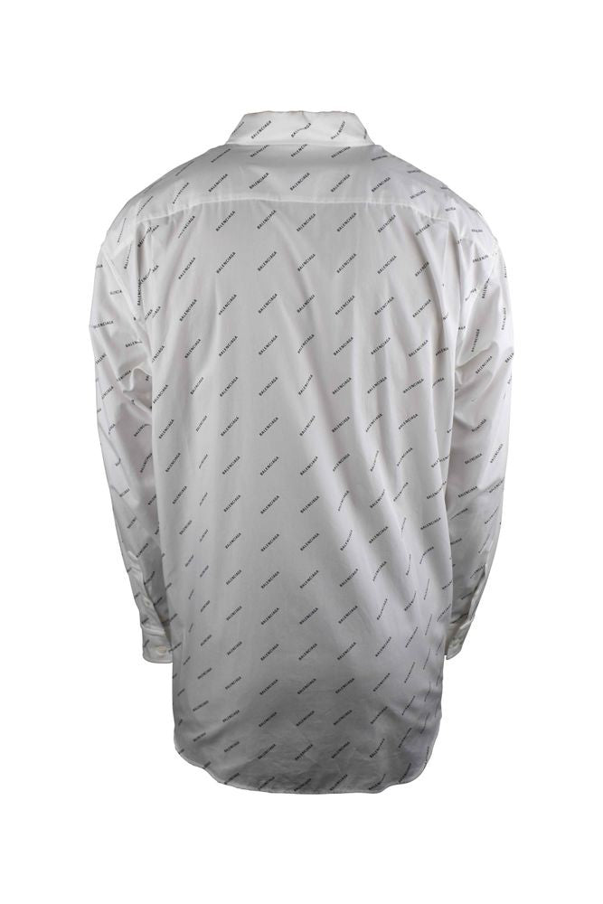 Balenciaga Diagonally Printed Cotton Shirt With Button Closure
