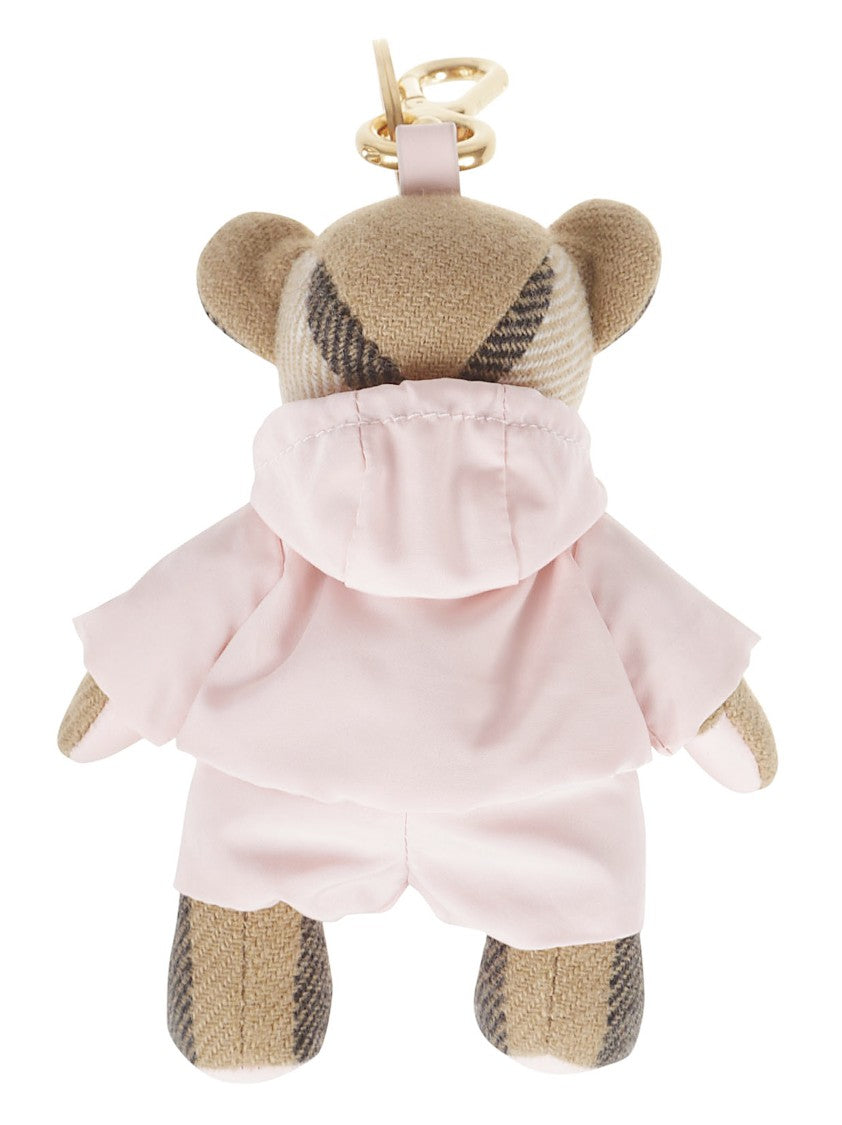 Burberry Plush Cashmere Teddy Bear Keychain With Gold-Tone Hardware