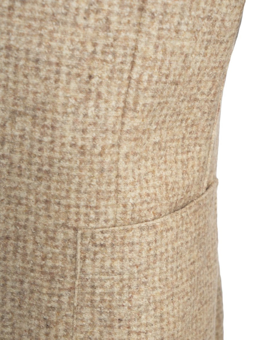 Bob Structured Beige Checkered Blazer With Elegant Lapel