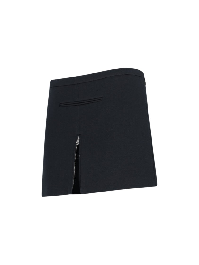 Courrèges Zip Mini Skirt In Black Fabric