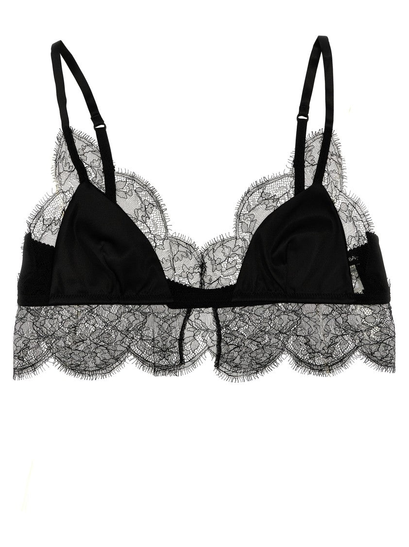 Dolce & Gabbana Lace-Detail Satin Bra With Adjustable Straps