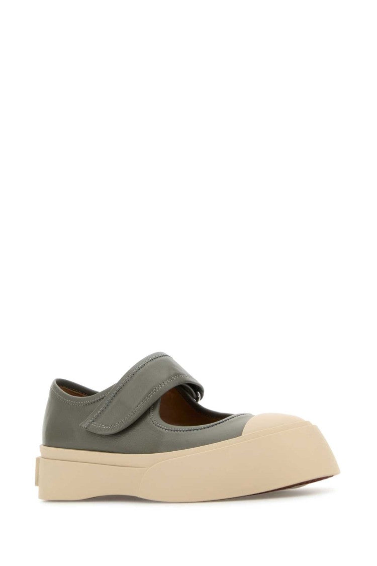 Marni Grey Leather Mary Jane Sneakers
