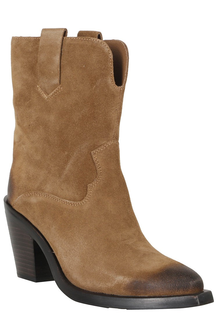 Ash Chestnut Suede Velour Ankle Boots