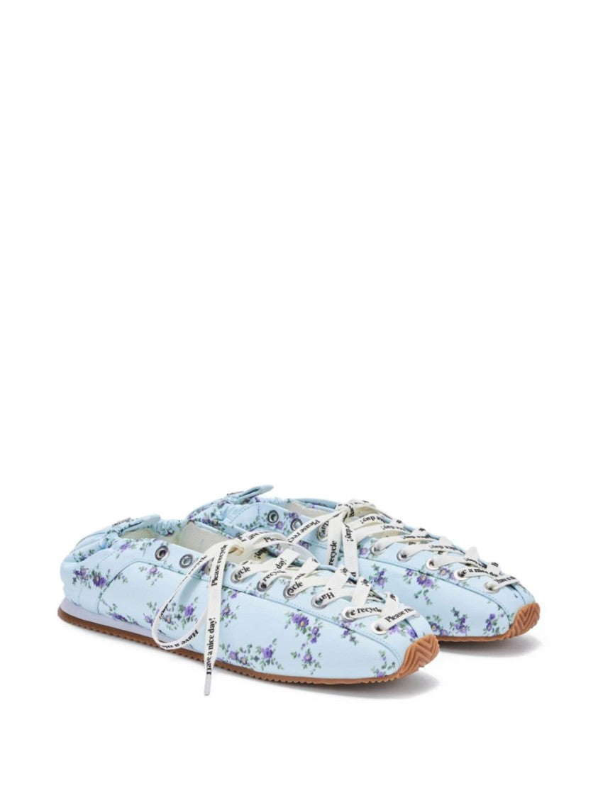 Ganni Floral Print Light Blue Flats
