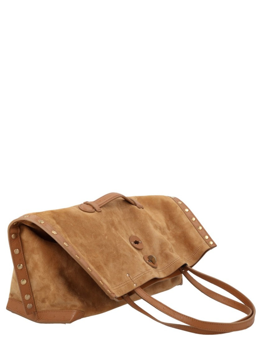 Zanellato Neutrals Lamb Leather Studded Tote Bag