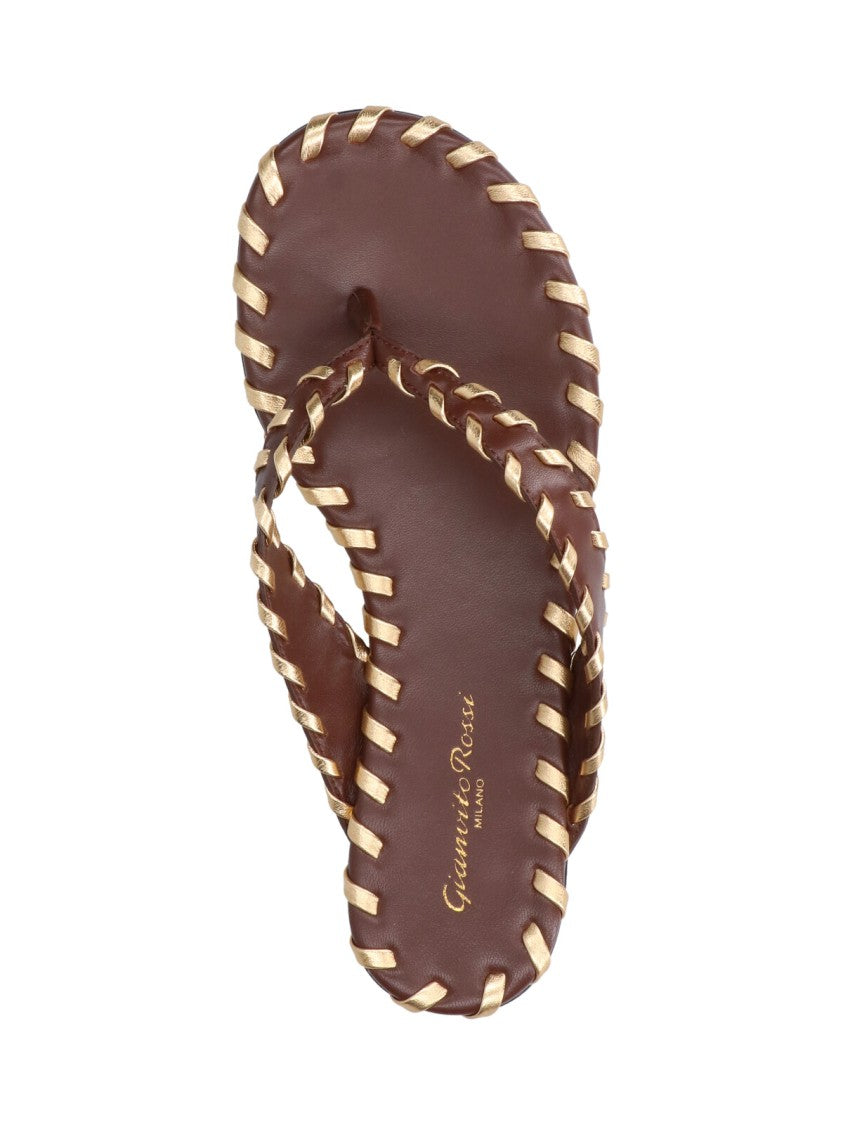 Gianvito Rossi "Shanti" Flip-Flop Sandals – Brown