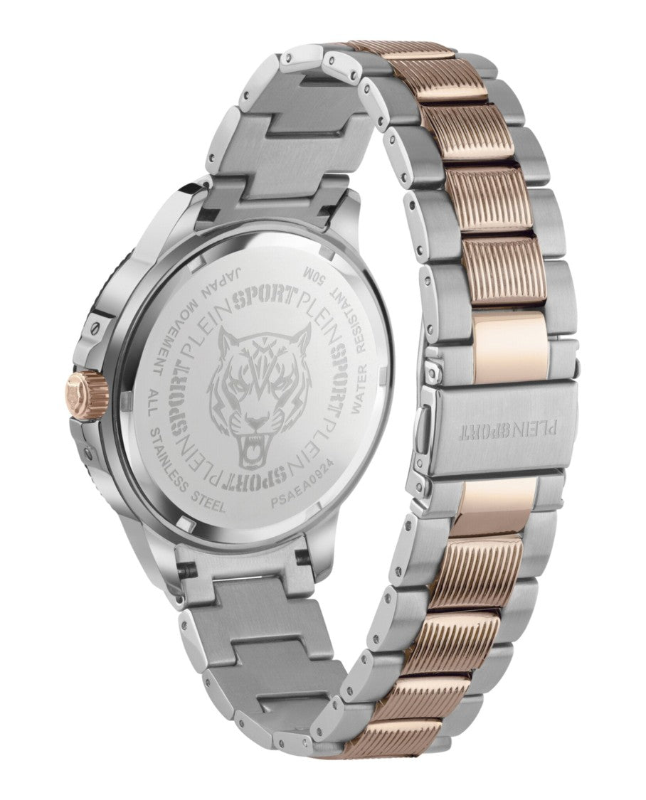 Plein Sport Two-Tone Bracelet Watch With Brown Enamel Dial