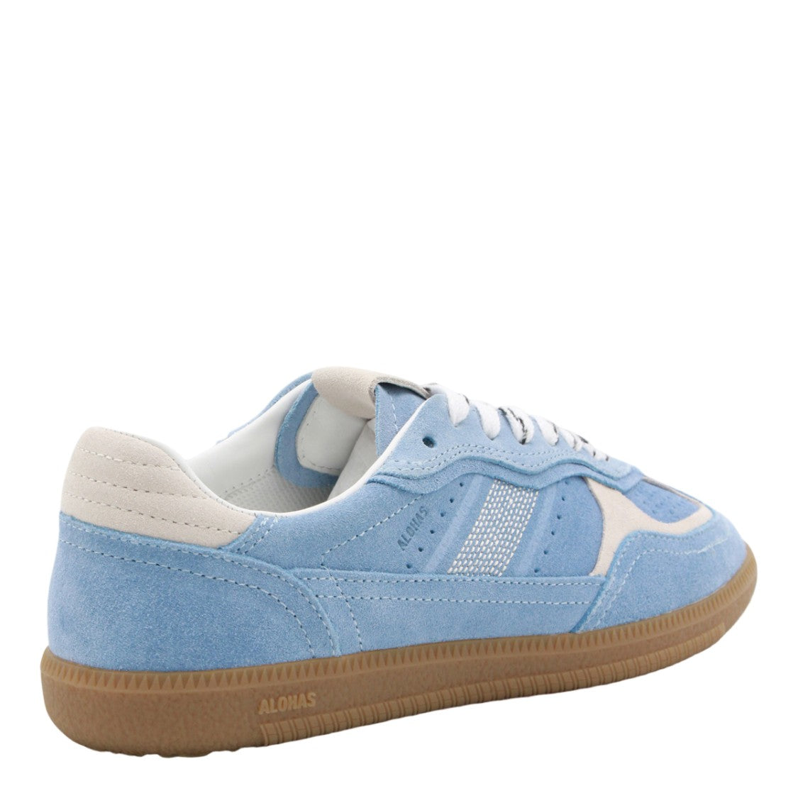 Alohas Pastel Blue Suede Sneakers With Cream Accents