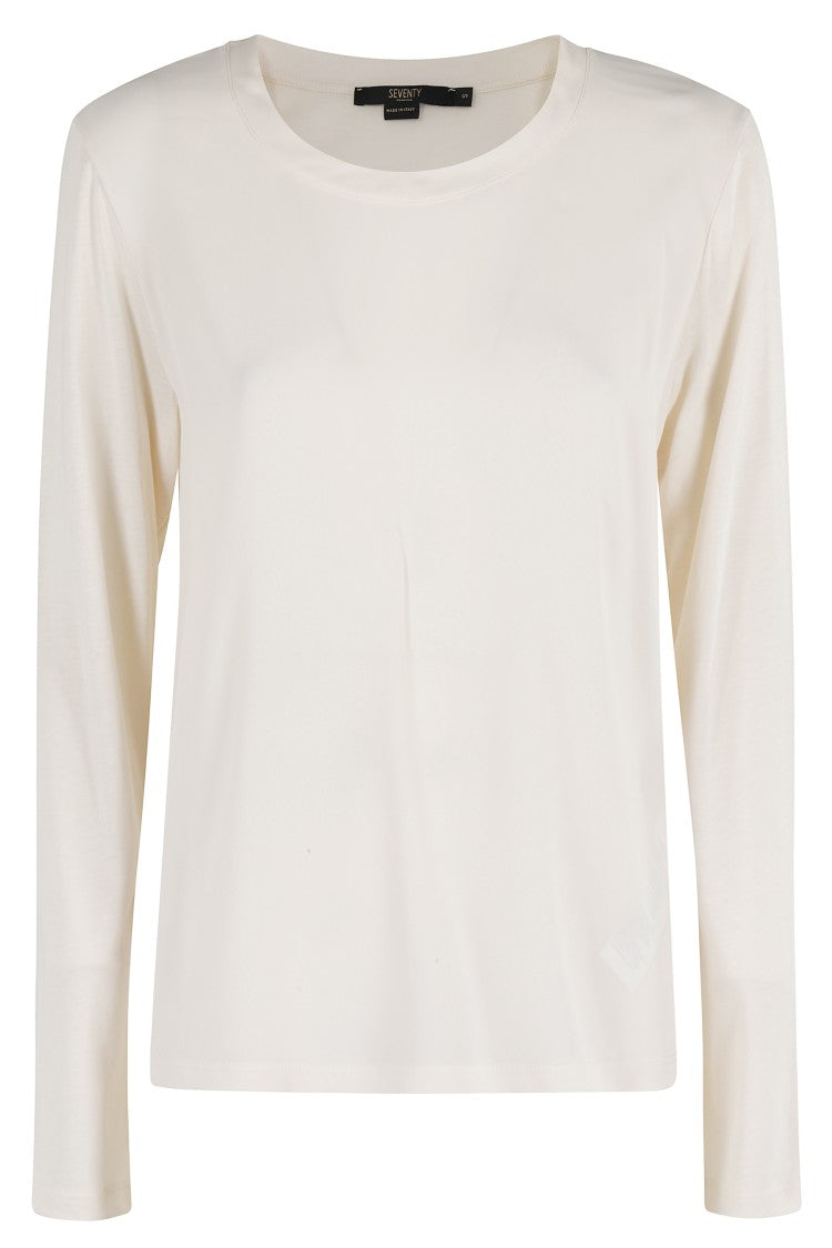 Seventy Cream Long-Sleeved Crew Neck T-Shirt With Modal Blend