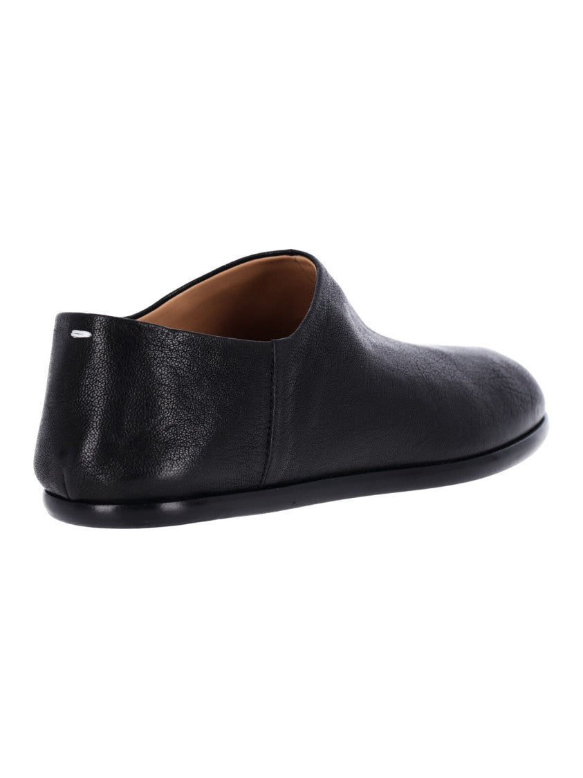 Maison Margiela Black Camel Leather Low Slip-On Tabi Shoes