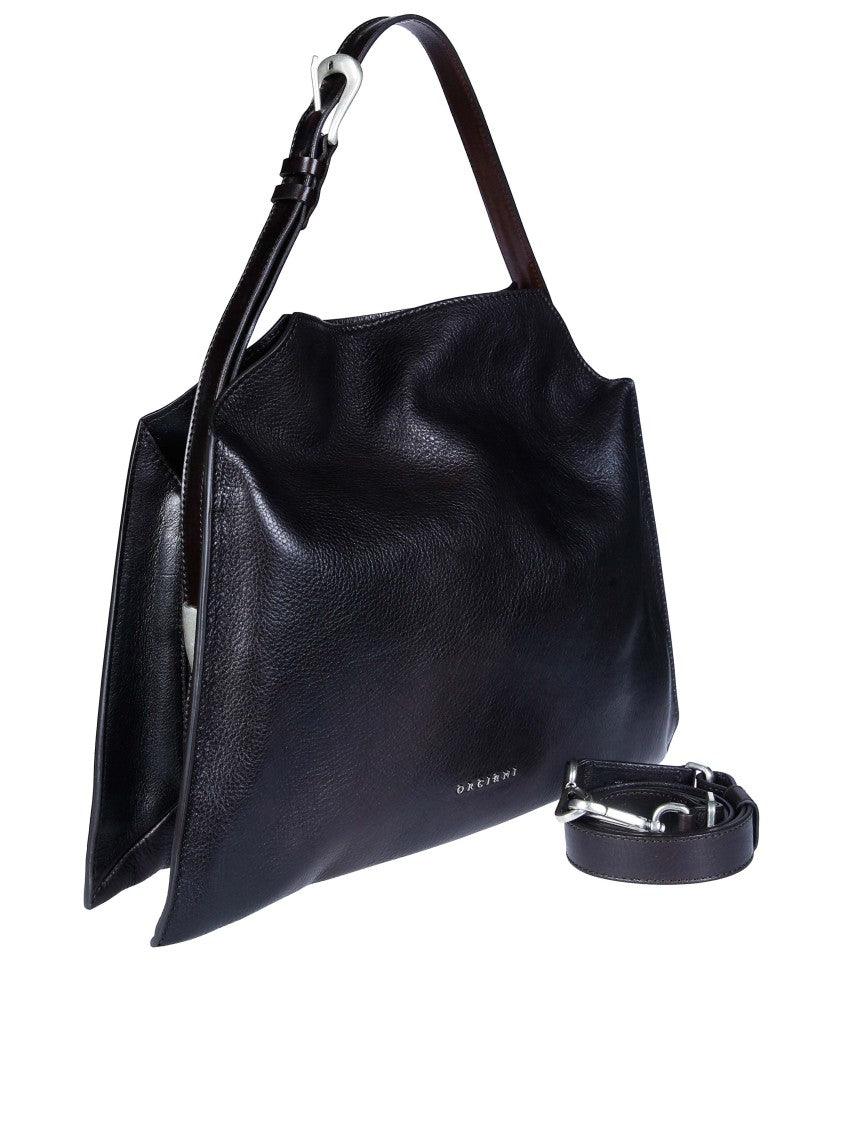 Orciani Trinity M Lagoon Textured Leather Shoulder Bag