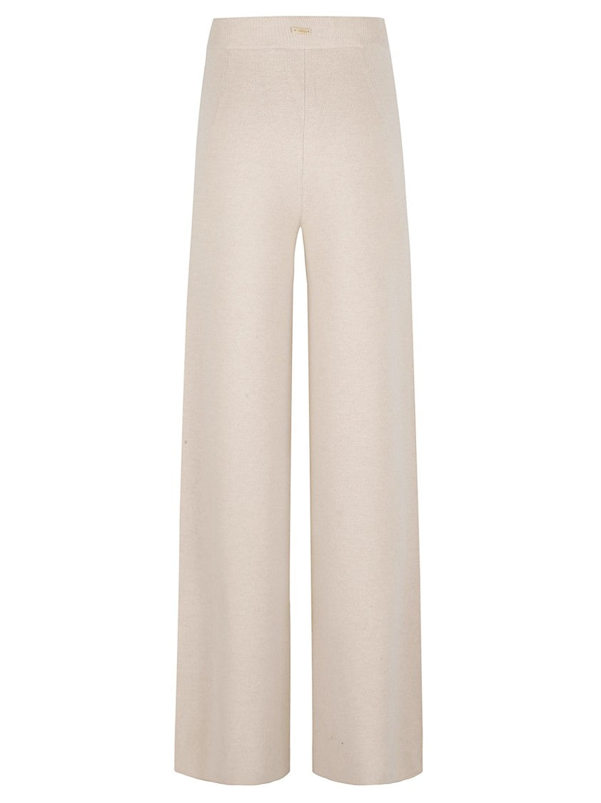 Max Mara Wide-Leg Beige Trousers With High Waist