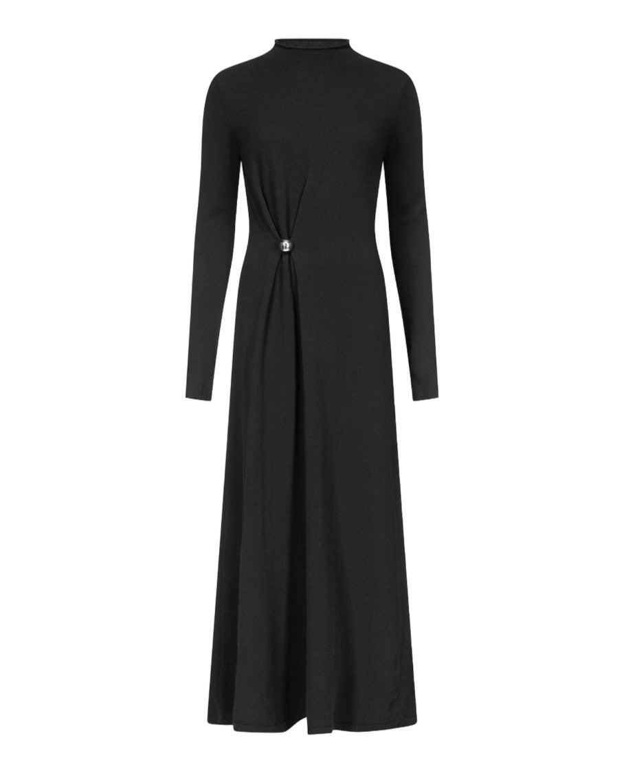 Loulou De Saison Draped Knit Midi Dress With Side Metal Detail