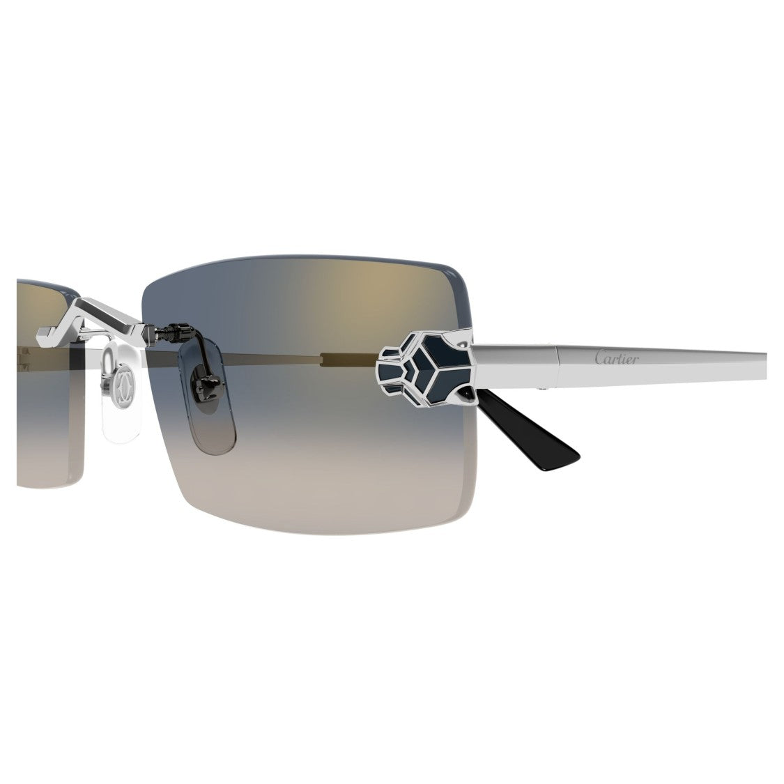 Cartier Rectangular Gradient Lens Sunglasses With Panther Emblem