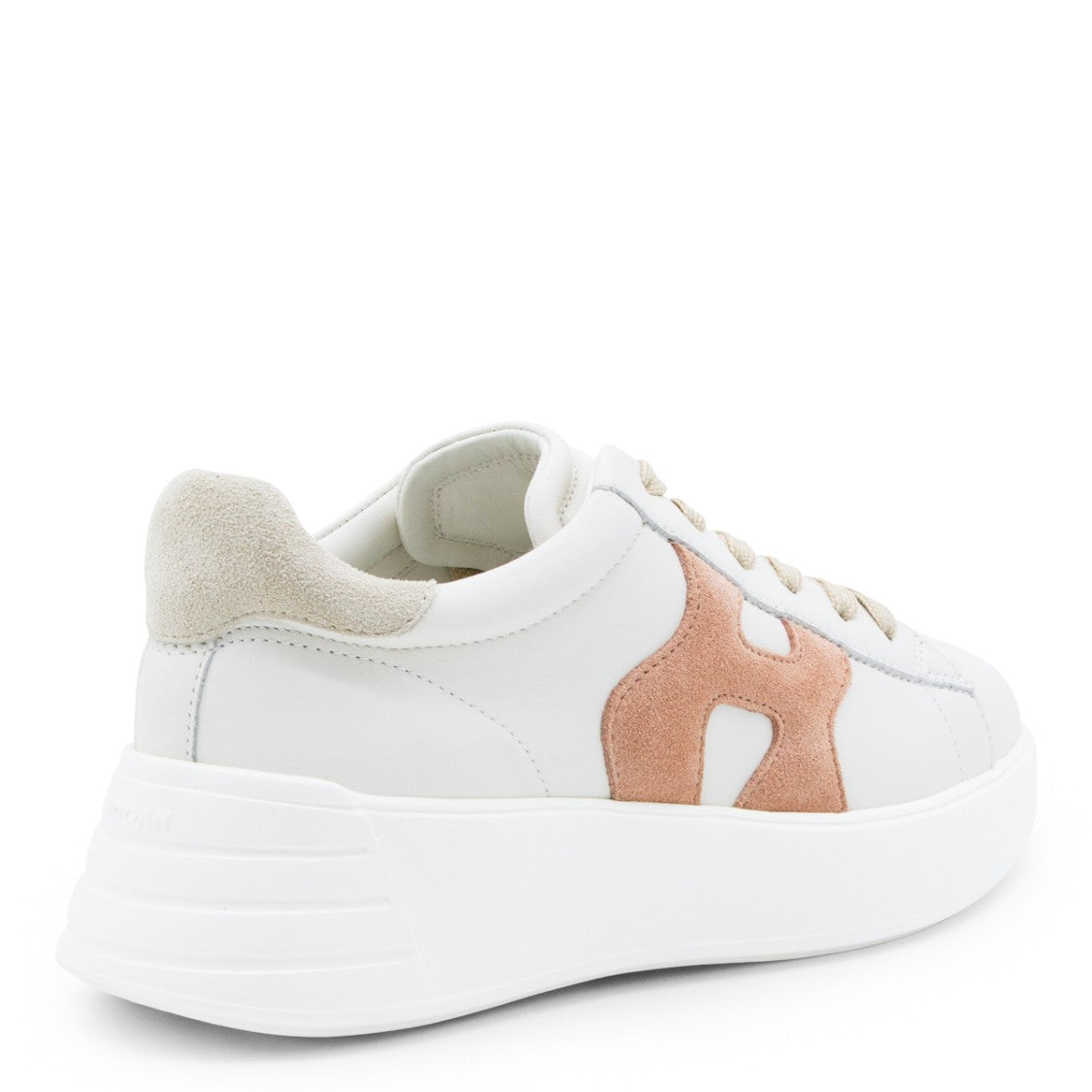Hogan White Leather Sneakers With Suede Accent