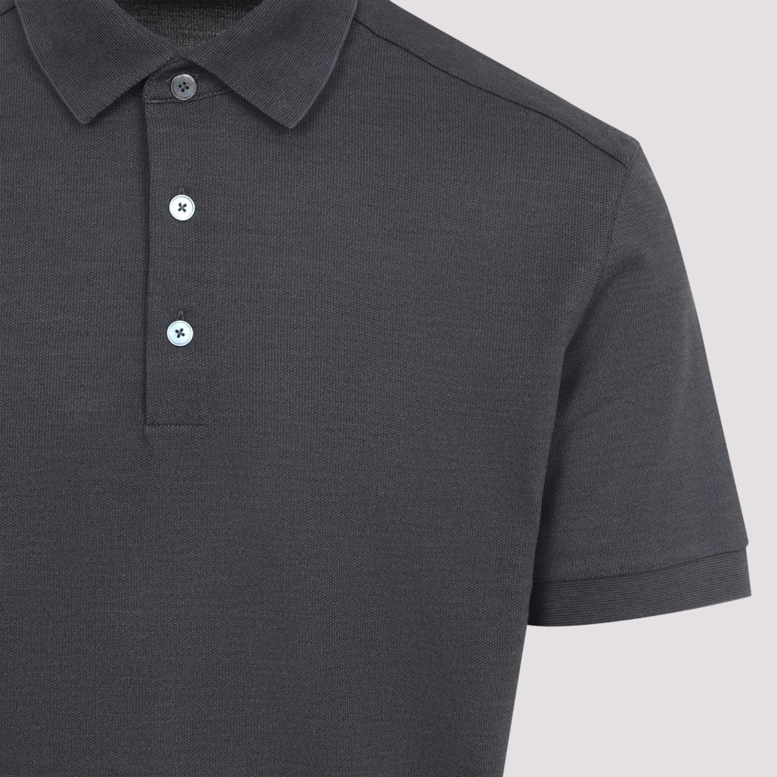 Zegna Grey Cotton Mulberry Silk Polo Shirt