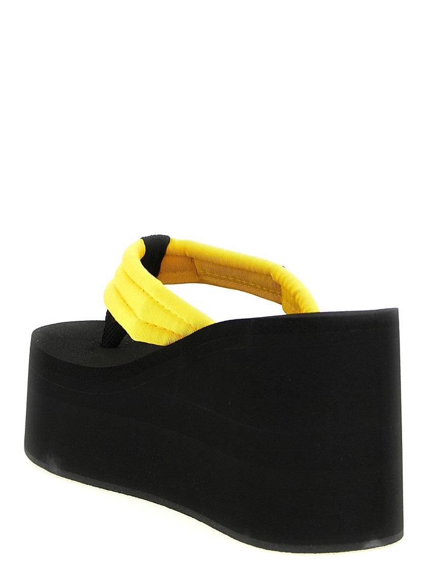 Coperni Wedge Thong Sandals With Padded Bright Yellow Straps