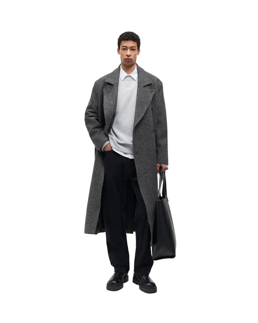 Samsøe Samsøe Dark Grey Savince Melange Double-Breasted Coat