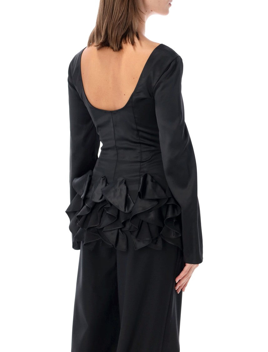 Operasport Vittoria Fitted Ruffled Peplum Top