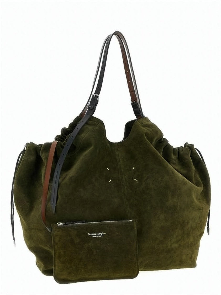 Maison Margiela Spacious Green Suede Shoulder Bag