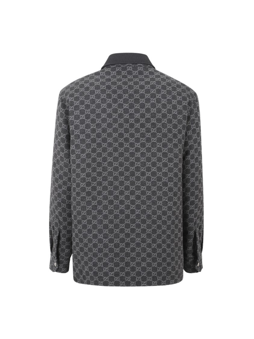 Gucci Structured Wool Jacket With Subtle Monogram Pattern