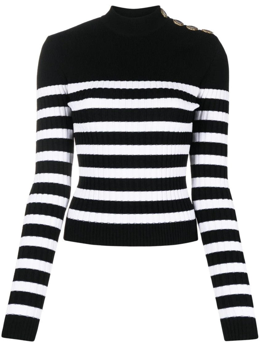 Balmain 4 Btn Striped Knit Pullover