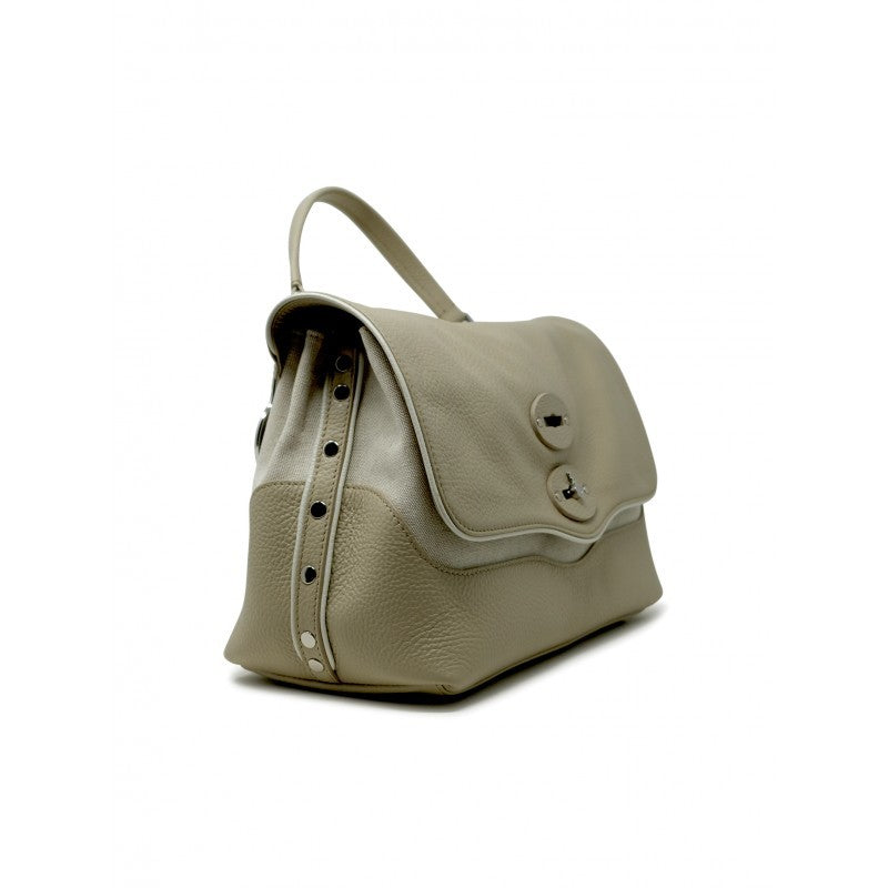 Zanellato Dirty Beige Postina Raquet Club S Leather Handbag