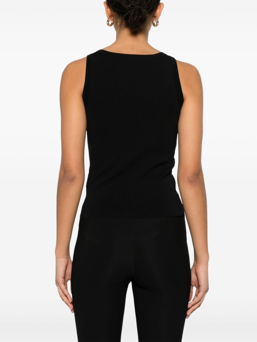 Max Mara Black Viscose Tank Top With Square Neckline