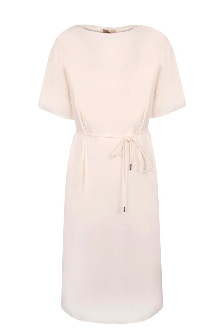 Herno Blush Short-Sleeve Belted Polyester-Blend Day Dress