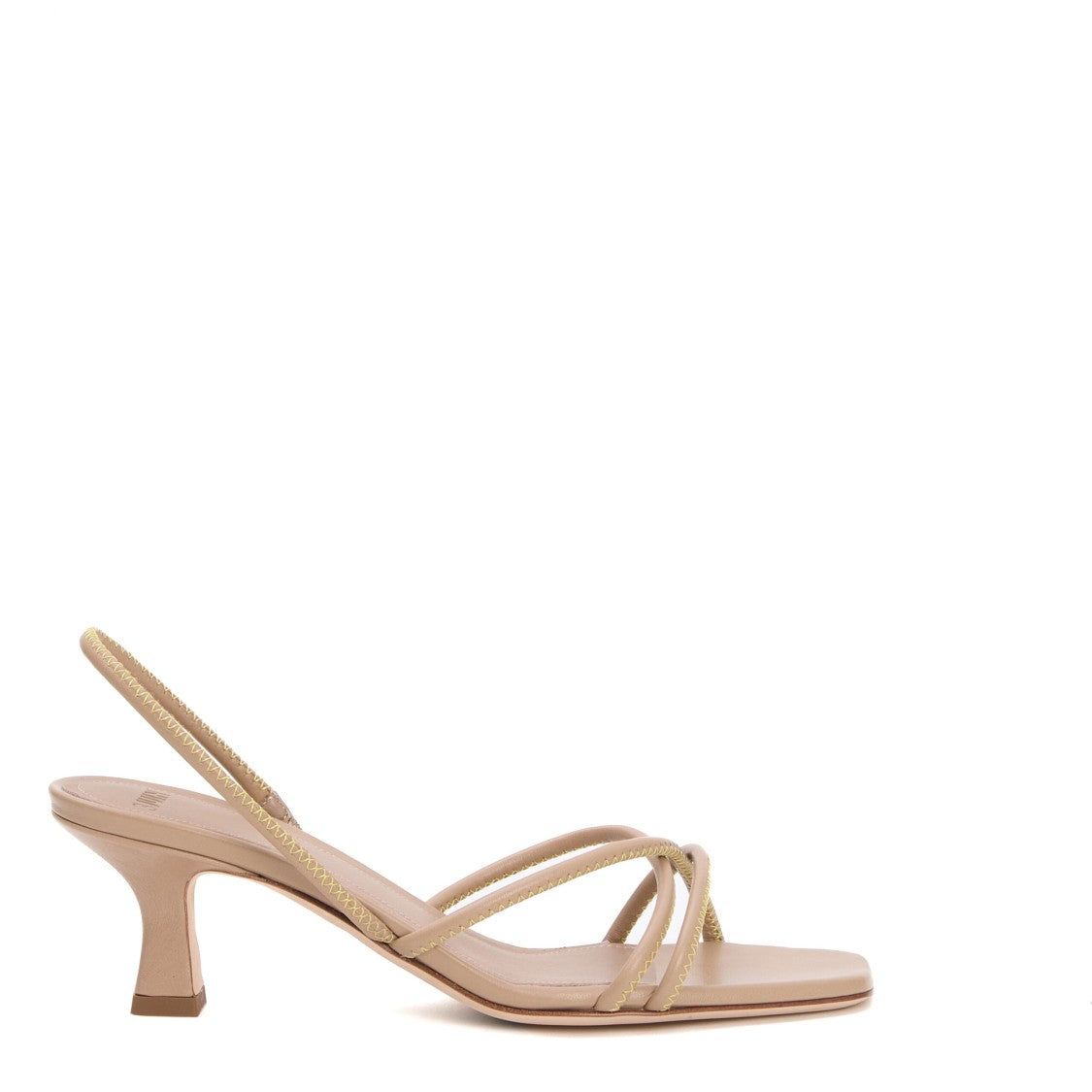 3Juin Tubular Taupe Leather Sandals With Contrast Stitching