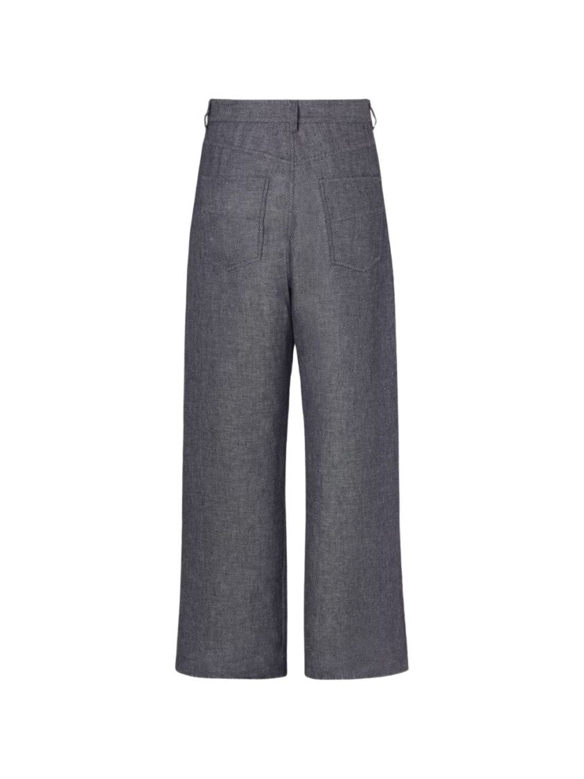 Fendi Straight-Cut Denim Trousers With Metal Accents