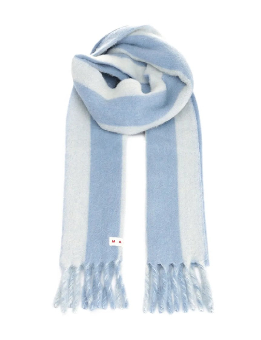 Marni Vertical Striped Scarf With Fringed Ends
